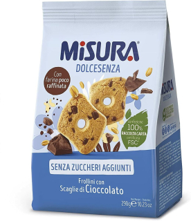 Biscuiti Misura cu bucati de ciocolata fara zahar 290 gr