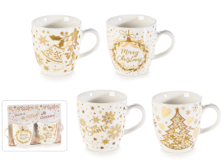 Set de 2 cesti  cafea albe Magic Christmas din portelan 